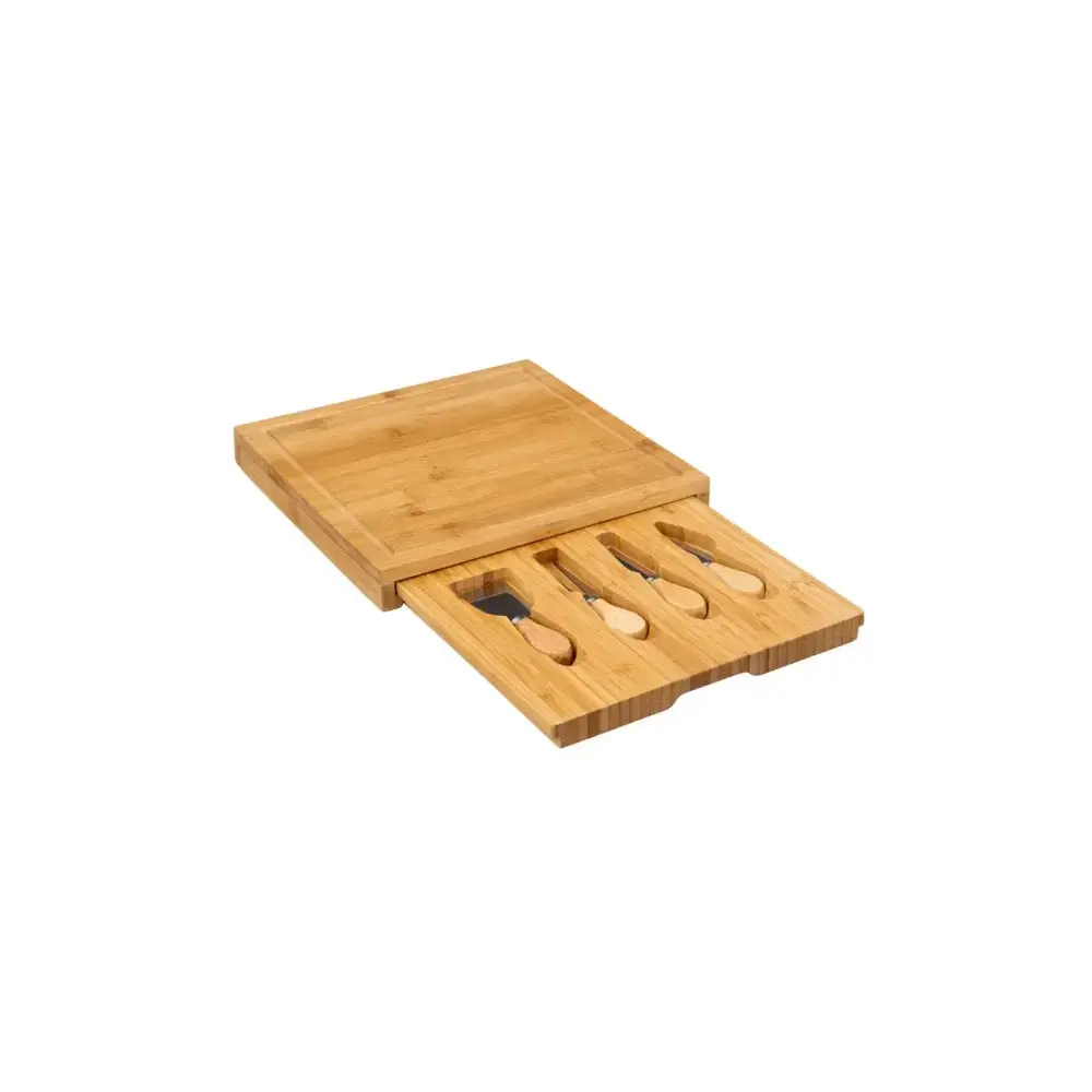 Set Formaggi 4 Coltelli con Vassoio Bamboo Secret de Gourmet