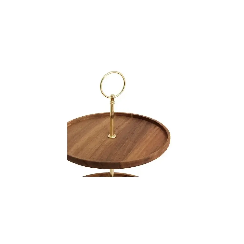Vassoio a 2 Piani Mina Gold Legno di Acacia Secret de Gourmet