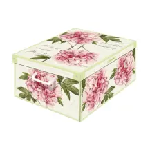 Scatola armadio cartone peonie con coperchio e maniglie