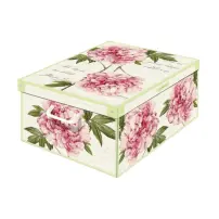 Scatola armadio cartone peonie con coperchio e maniglie