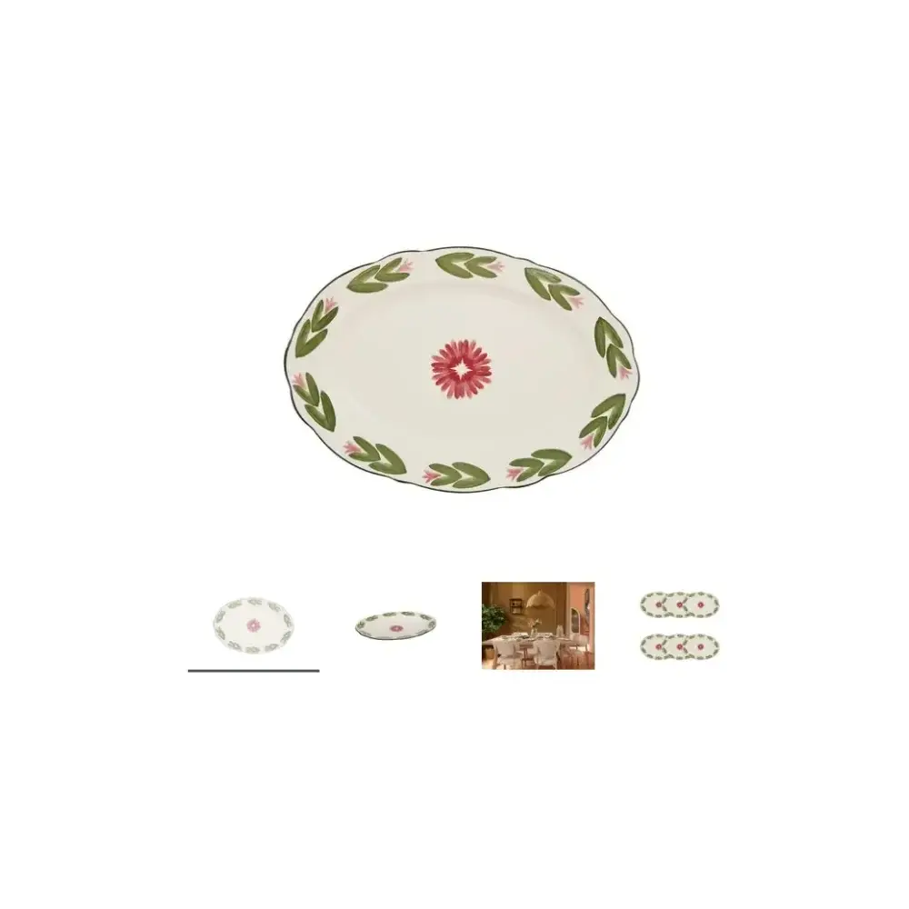 Mona Piatto Ovale 31x21cm Verde/bianco Secret de Gourmet