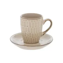 Set 2 Tazzine da Caffè Ella con Piattino Beige Secret de Gourmet