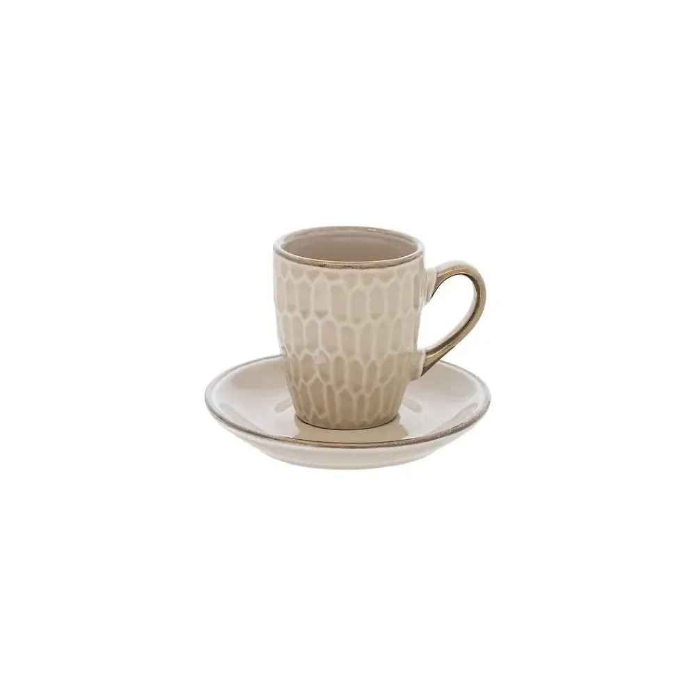 Set 2 Tazzine da Caffè Ella con Piattino Beige Secret de Gourmet