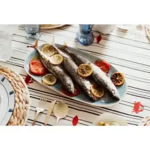 Piatto Ovale Pia 38x19cm Blu Melamina Secret de Gourmet