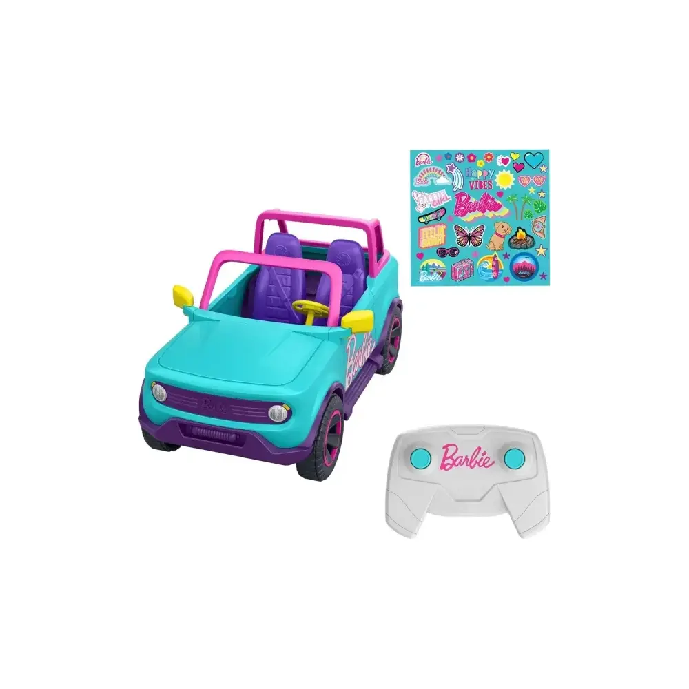 Hot Wheels Barbie Suv Telecomandato Rc Jeep con Adesivi 2 Posti Mattel