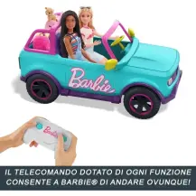 Hot Wheels Barbie Suv Telecomandato Rc Jeep con Adesivi 2 Posti Mattel