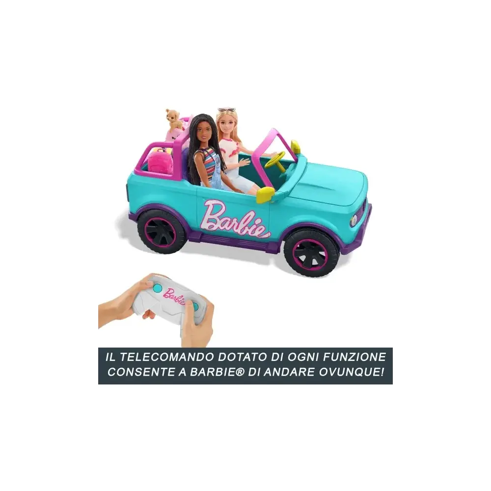 Hot Wheels Barbie Suv Telecomandato Rc Jeep con Adesivi 2 Posti Mattel