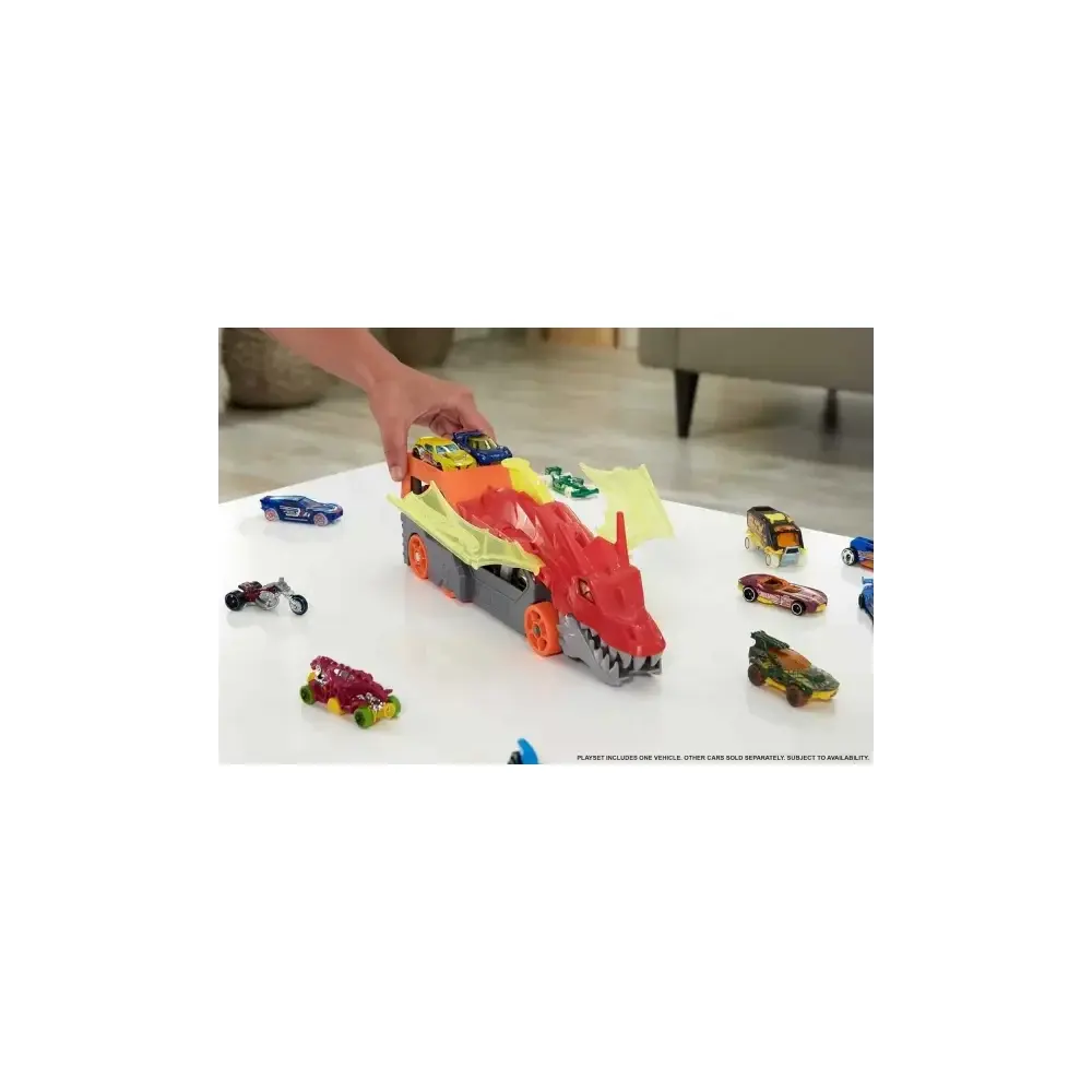Hot Wheels Dragon Launch Transporter Playset con Pista e Lanci Mattel
