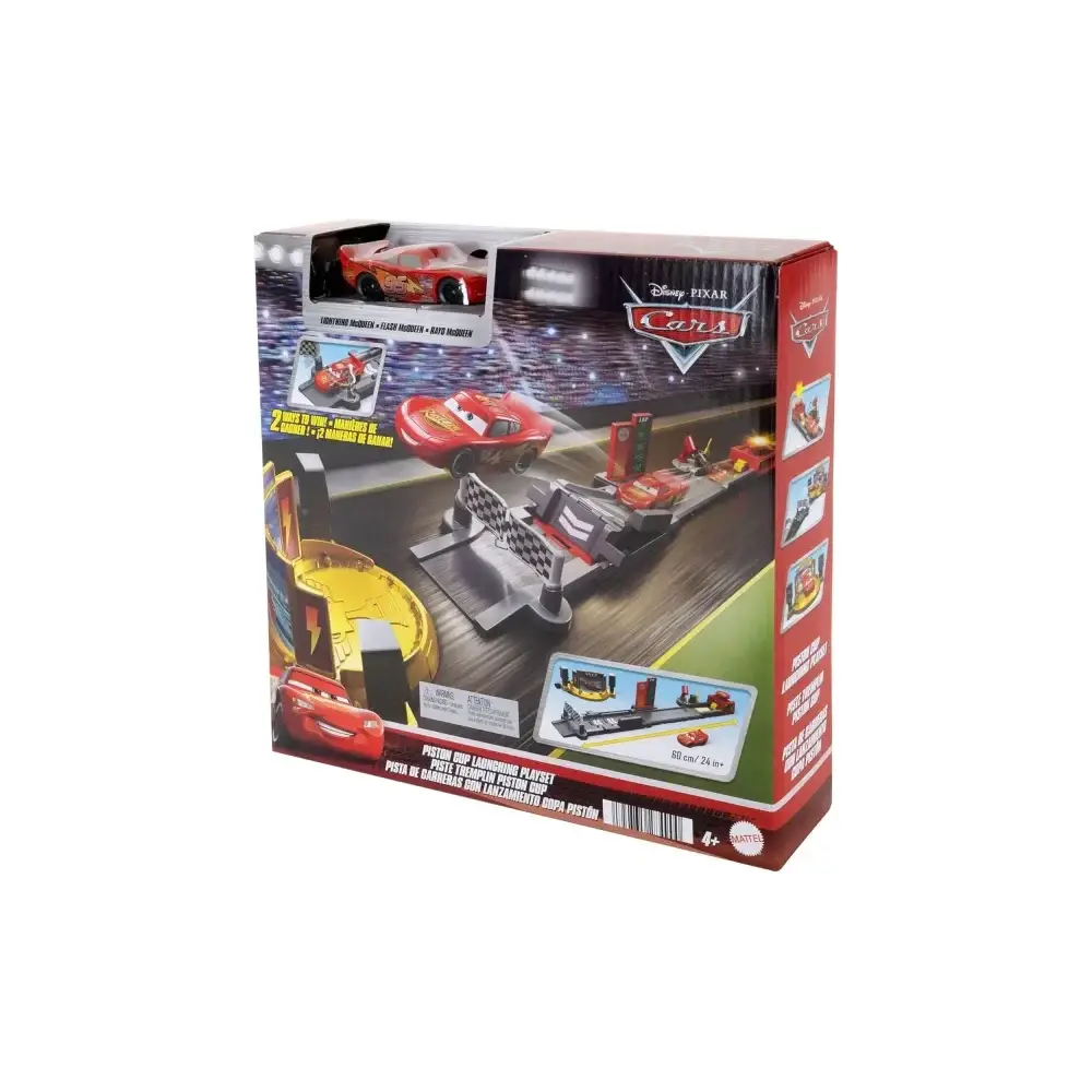 Cars Pista di Lancio Piston Cup con Saetta McQueen 2 Modalità Mattel