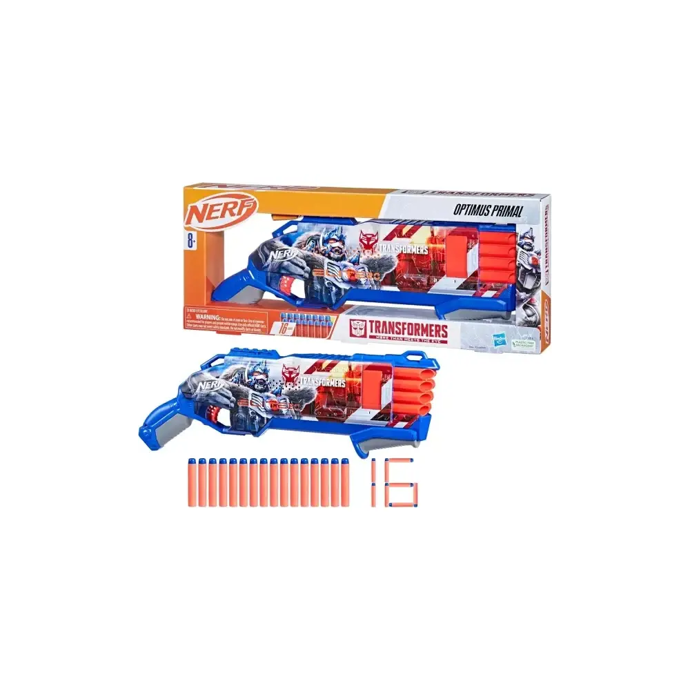 Nerf Transformers Optimus Primal Blaster con 16 Freccette Elite Hasbro