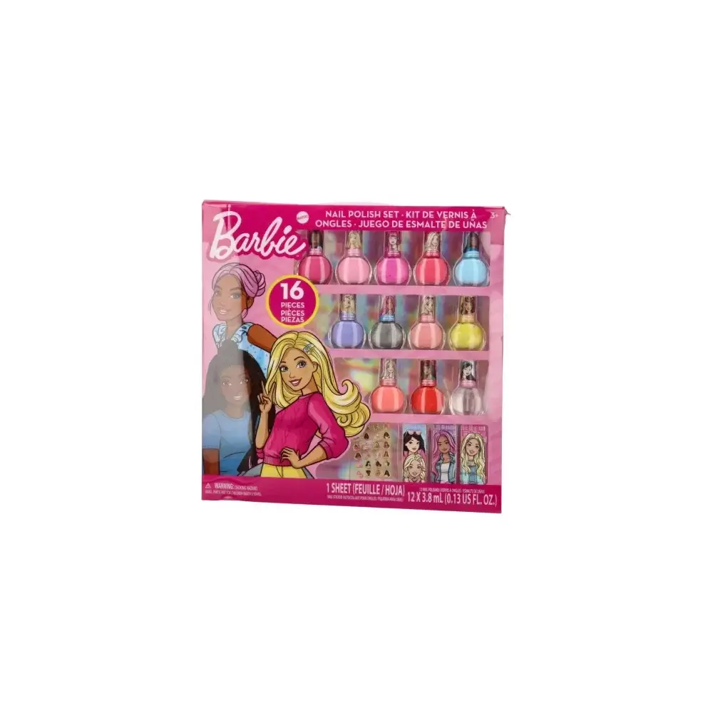 Barbie Nail Polish Set 16 Pezzi Kit Smalti Bambina Mattel