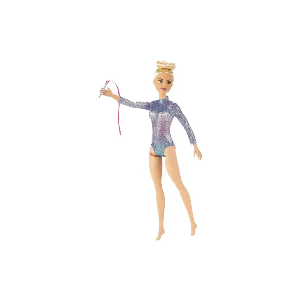 Barbie Ginnasta Bambola Bionda con Body Colorato Bastoni Mattel