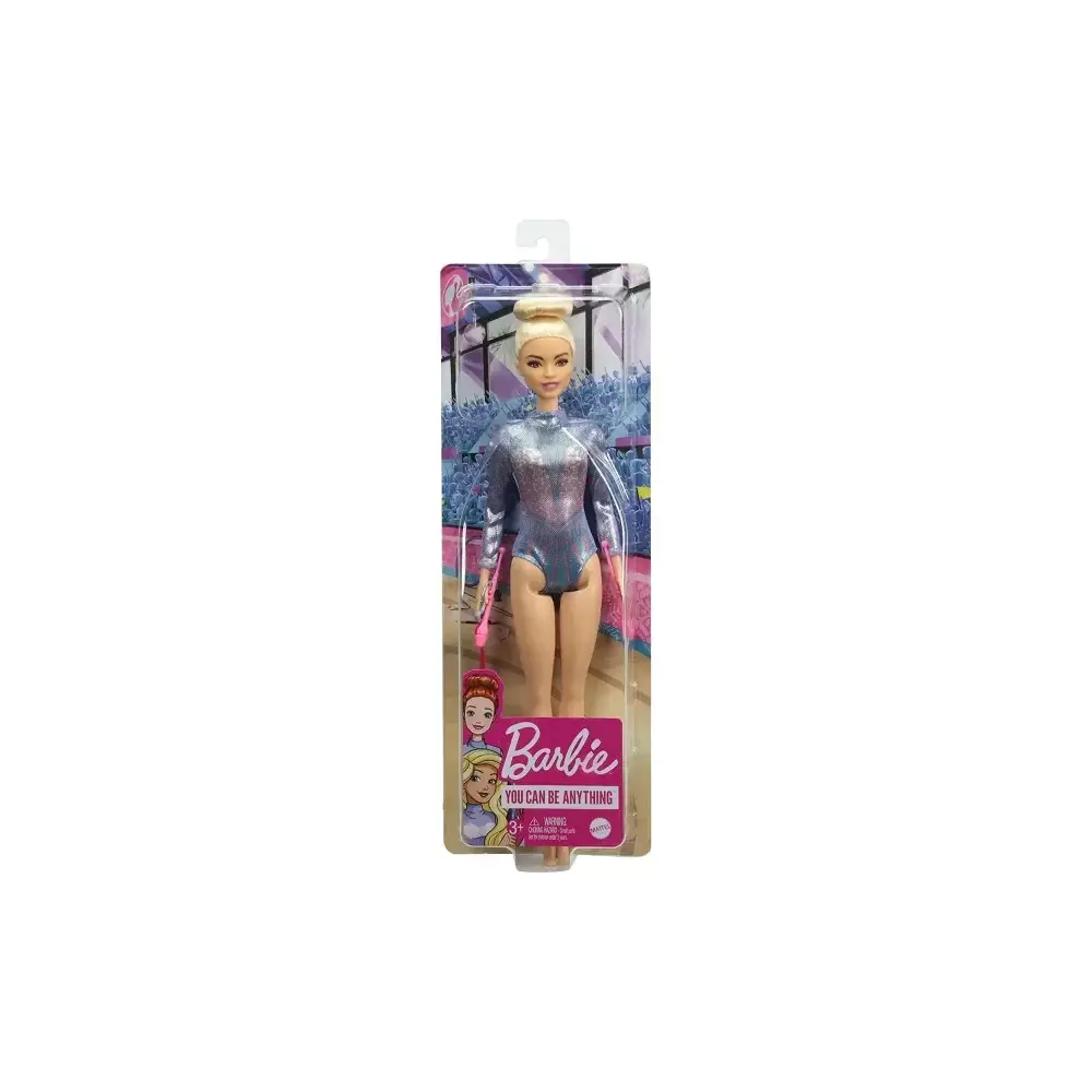 Barbie Ginnasta Bambola Bionda con Body Colorato Bastoni Mattel
