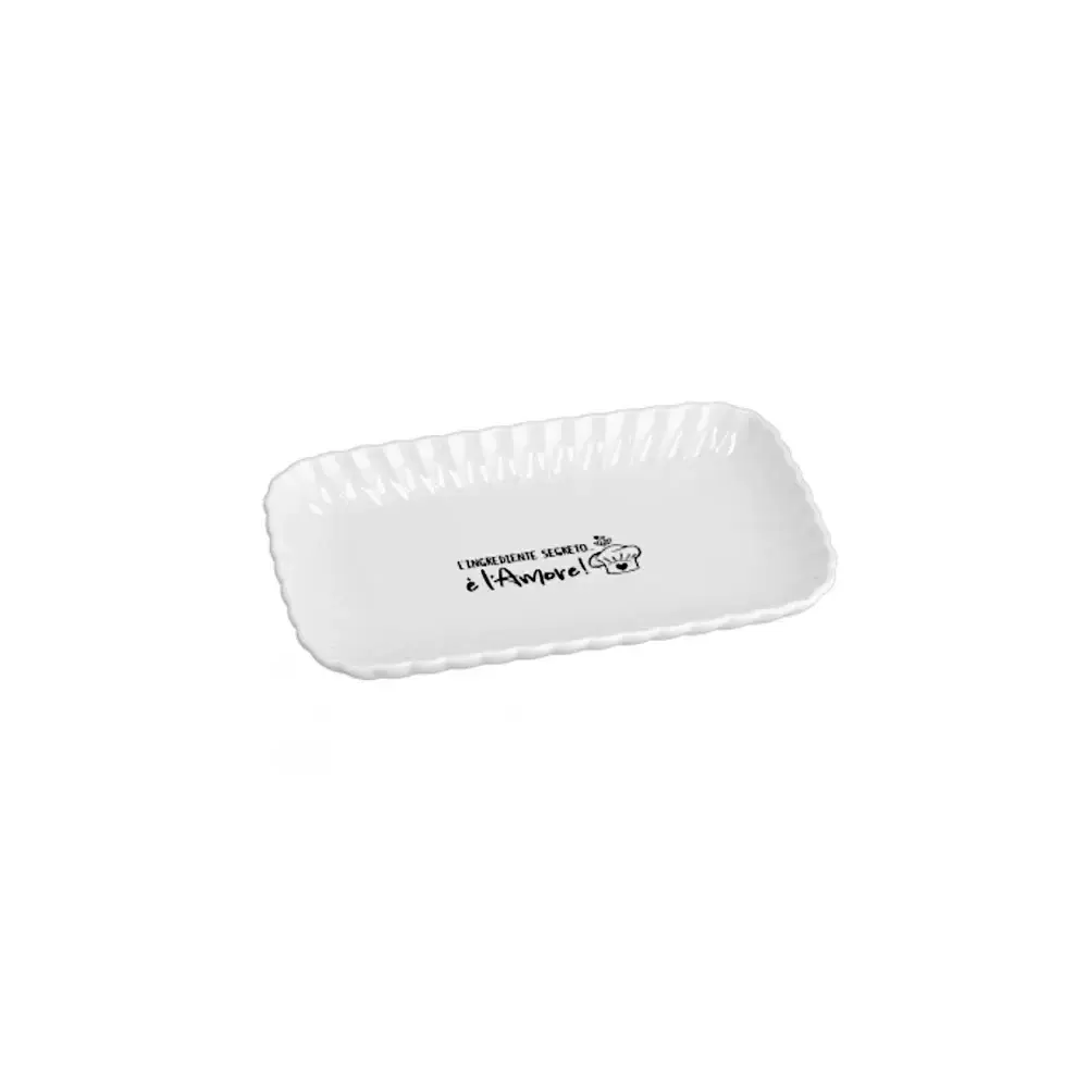 Vassoio Rettangolare in Ceramica Funny 25,5x16 cm con Incisione Star