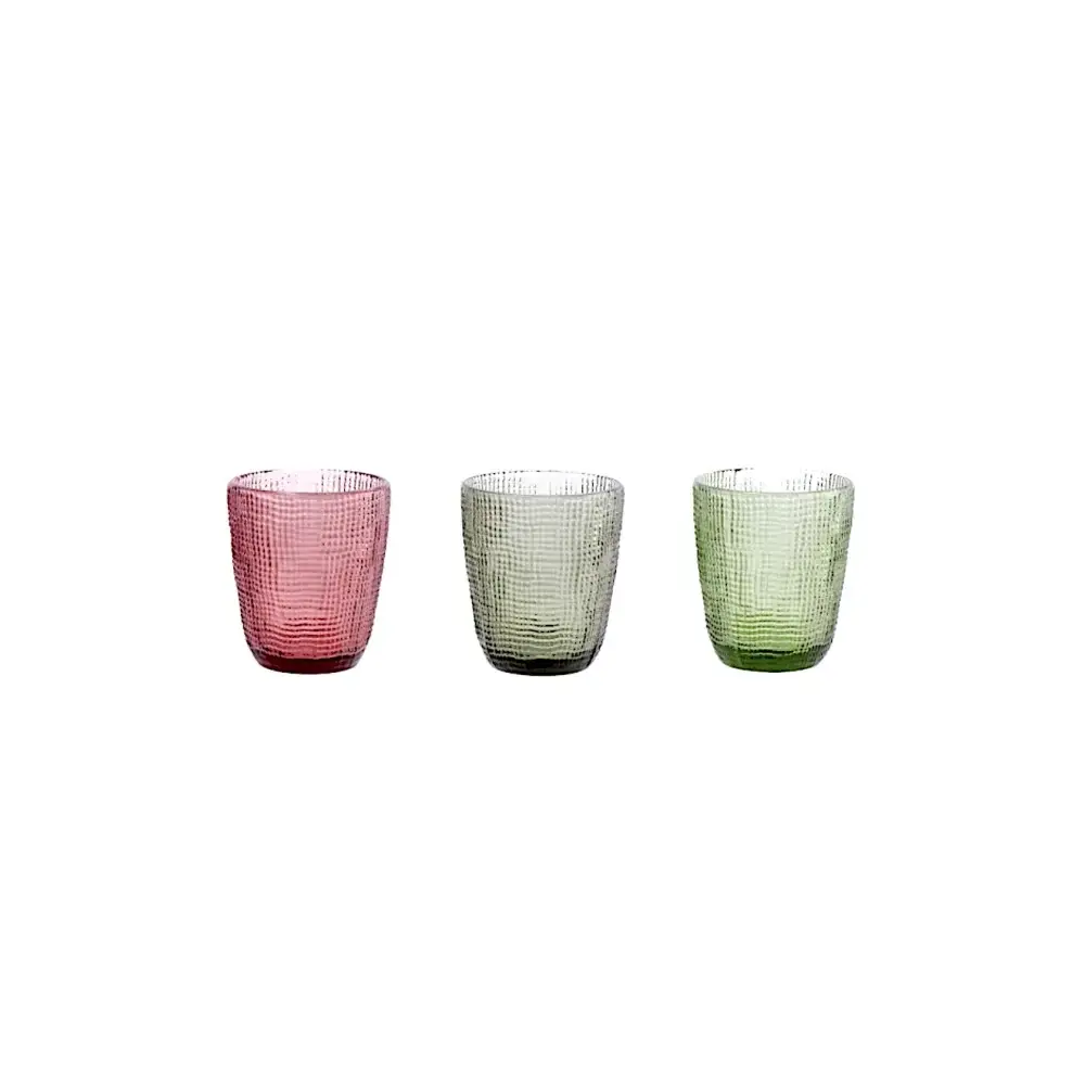 Set 3 Bicchieri Acqua in Vetro 31 cl Colorati Tavola Stoviglie Star