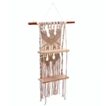 Mensola 2 Piani in Cotone e Legno 25x13x63 cm da Appendere Star