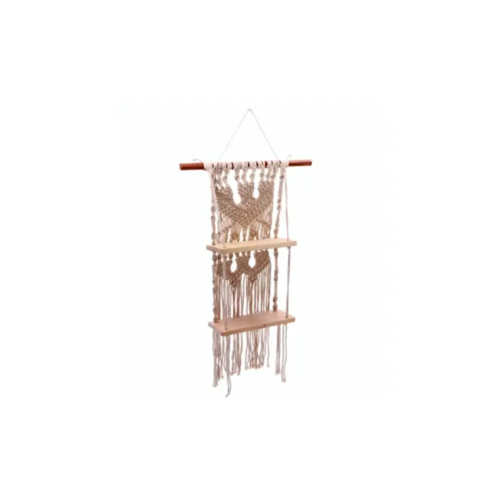 Mensola 2 Piani in Cotone e Legno 25x13x63 cm da Appendere Star