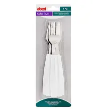 Abert Exagona 6 forchette tavola manico bianco inox