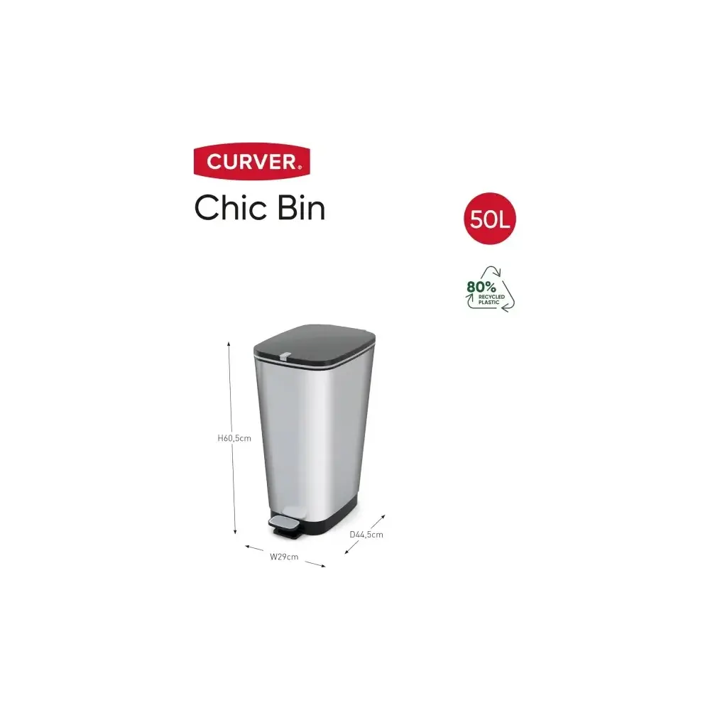 Cestino Pedale Kis Chic Bin Steel 50 L Design Metallizzato Keter