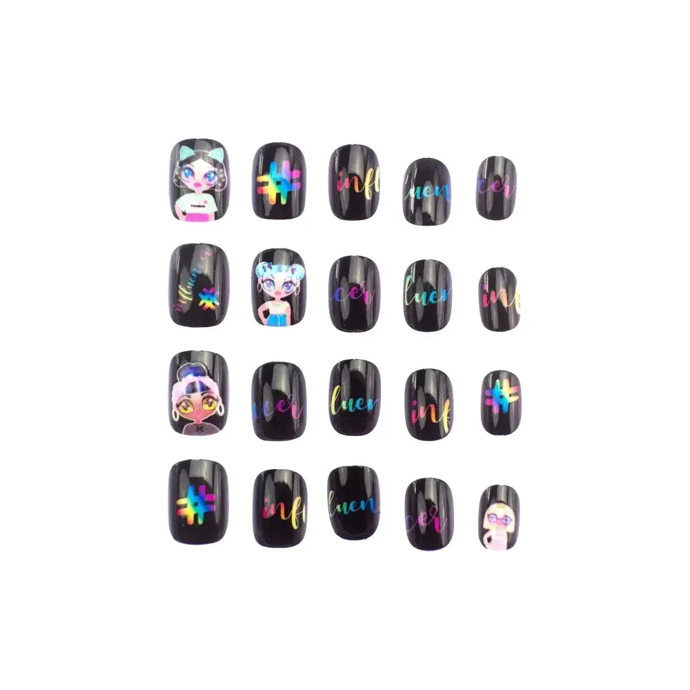 Influencer Set 20 Decori Unghie Unghie Press-On Colorate Fantasie Nice
