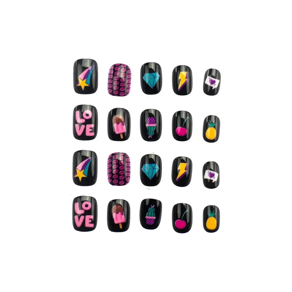 Influencer Set 20 Decori Unghie Unghie Press-On Colorate Fantasie Nice