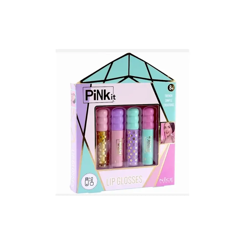 Pinkit Set Lucidalabbra Kit Make Up Bambina con Gloss Colorati Nice