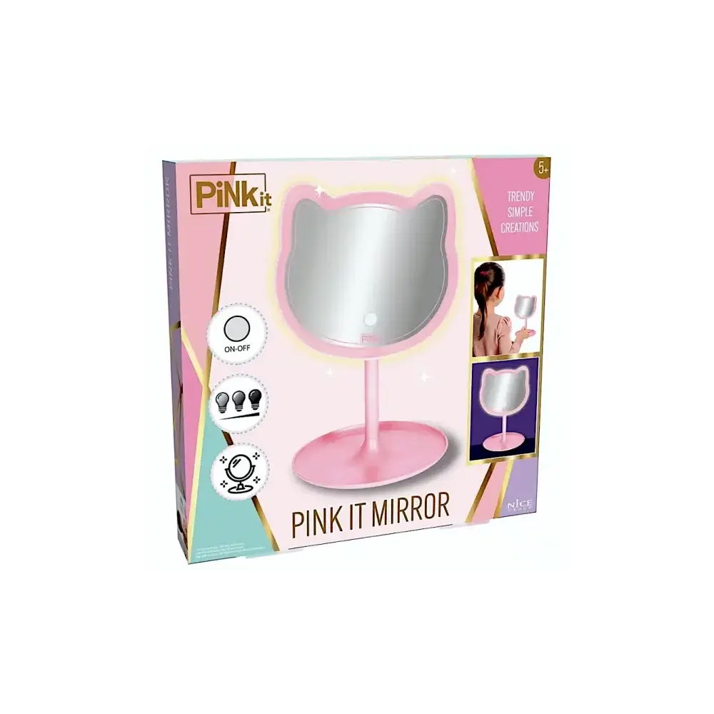 Pinkit Mirror Specchio da Trucco a Forma di Gatto con Luce LED Nice