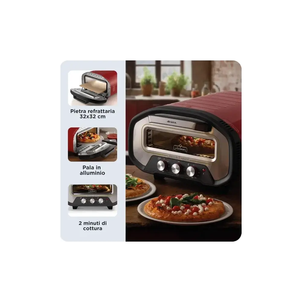 Da Gennaro Forno Pizza 2200W con Pietra Refrattaria 3901 Ariete
