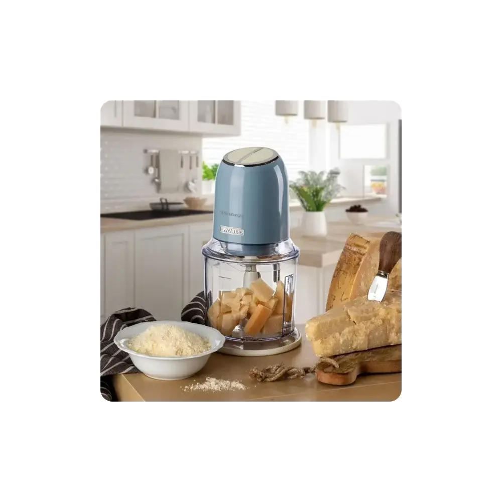 Tritatutto Vintage Celeste 400W 2 Velocità 4 Lame Inox Tazza Ariete