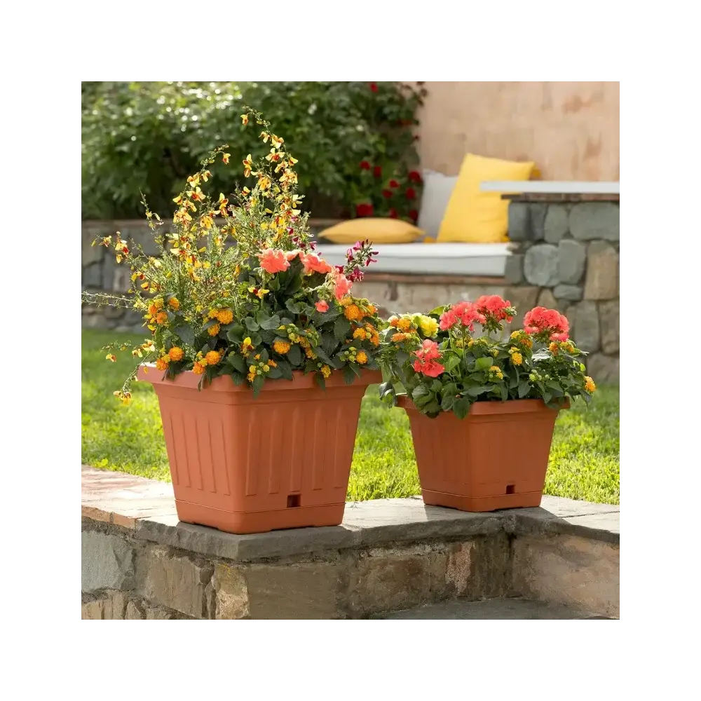 Vasi Quadrati Linea Terra con Sottovaso a Riserva d’Acqua – 40X40 cm
