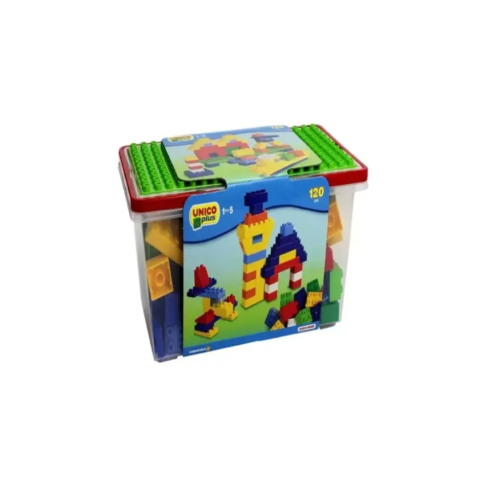 Cesta Costruzioni 120 Pezzi Unico Plus Mattoncini Colorati Androni Giocattoli