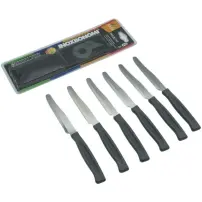 Coltelli da Tavola, Set 6 Pezzi, Manico Grigio Pietra, Inoxbonomi