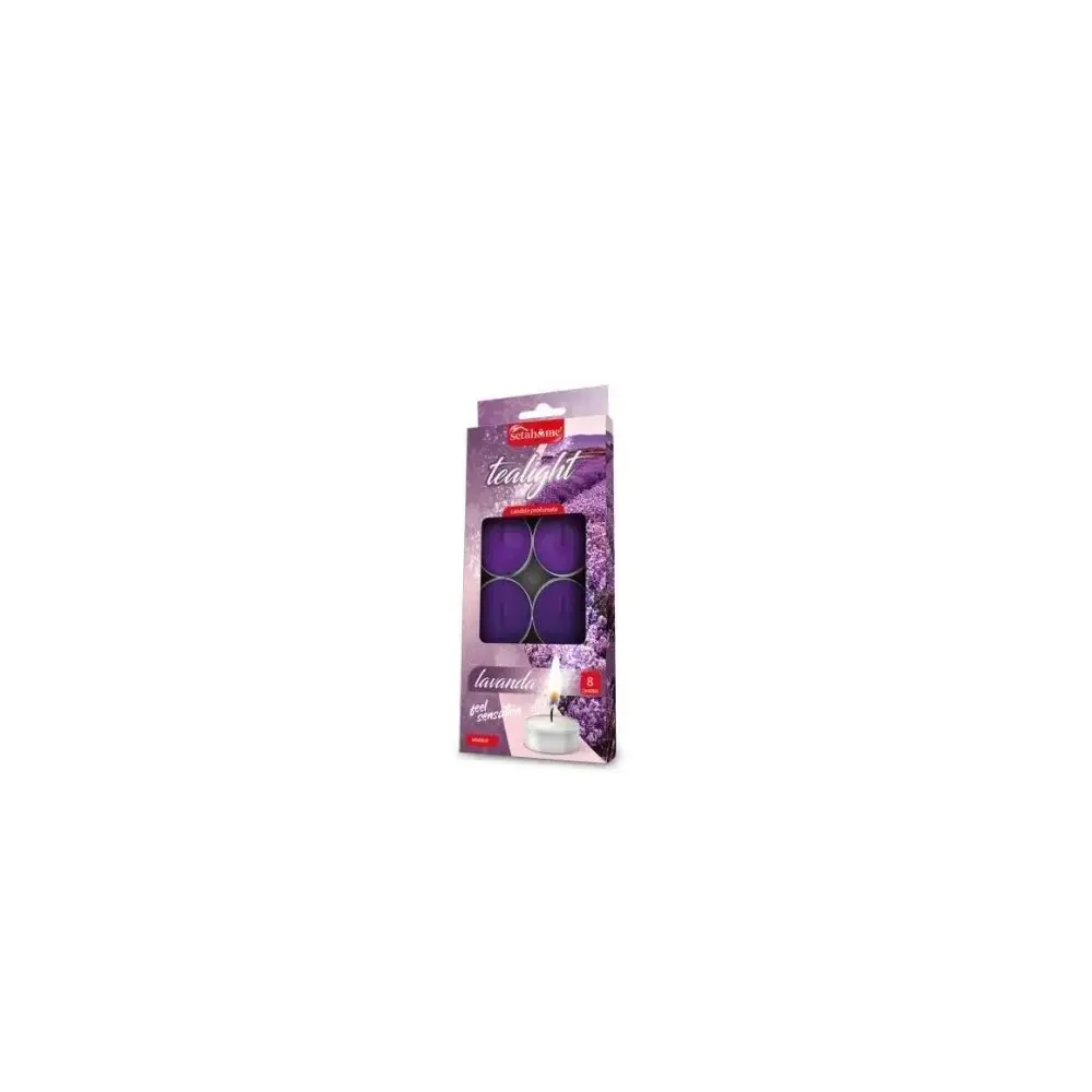 Candele Tealight Profumate alla Lavanda, Confezione da 8 Seta Blu