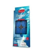 Candele Tealight Profumate Blu Argan, Confezione da 8 Pezzi Seta Blu