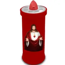 Lumino Votivo Elettrico 14 cm Rosso, Lumino Cimitero a LED Seta Blu