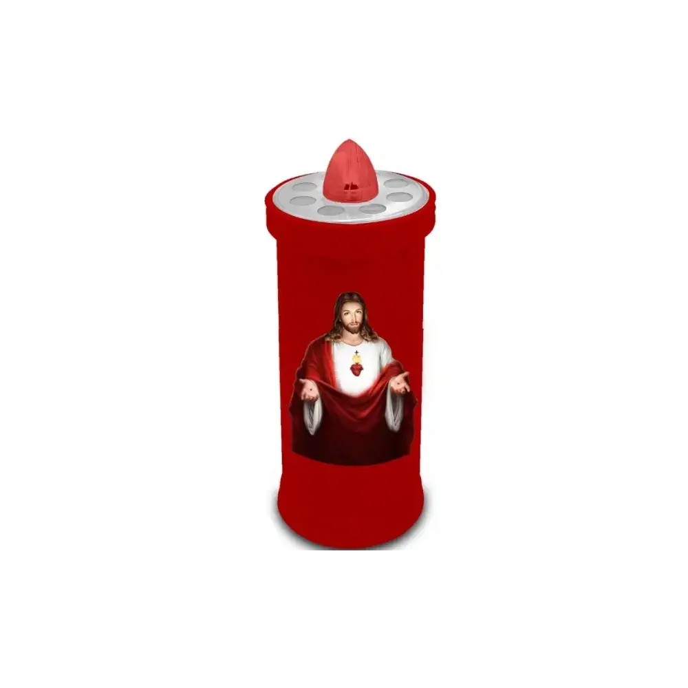 Lumino Votivo Elettrico 14 cm Rosso, Lumino Cimitero a LED Seta Blu