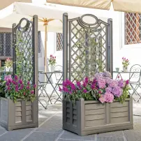 Fioriera con spalliera separé effetto legno 120L