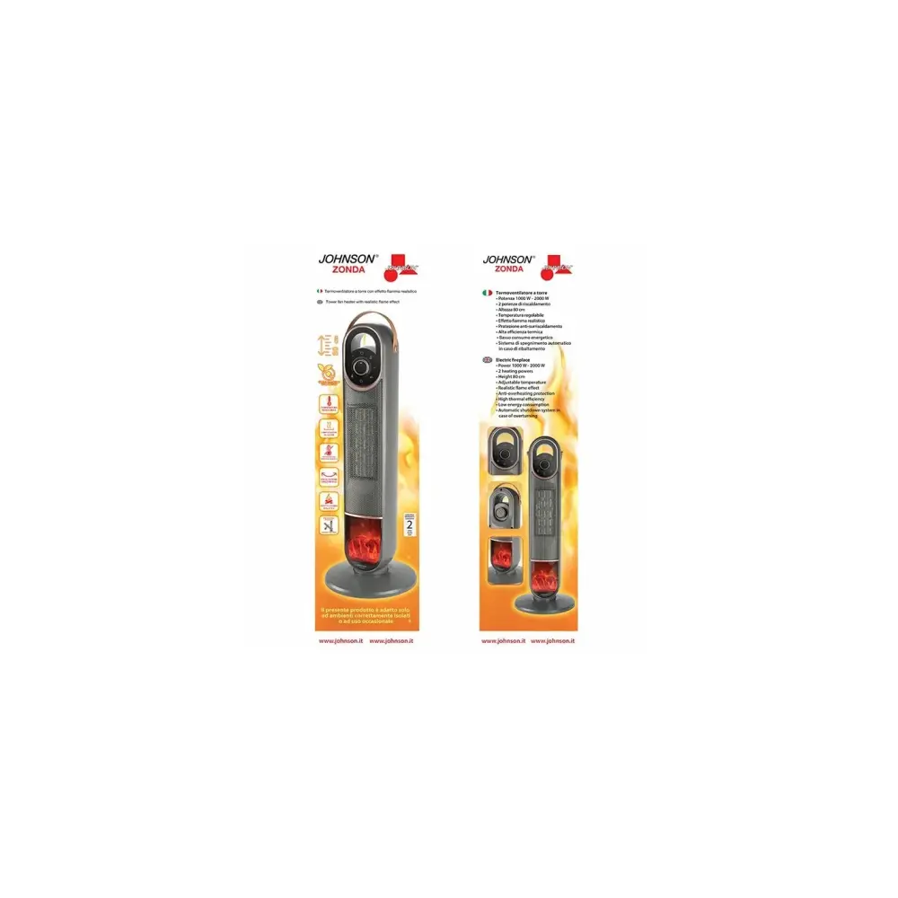 Johnson Zonda Termoventilatore a Torre Effetto Fiamma