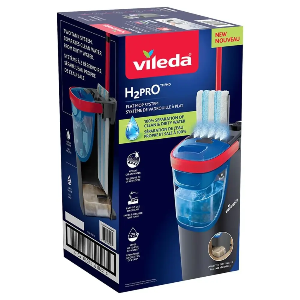 Sistema Lavapavimenti Vileda H2Pro Flat Mop Piastra Piatta