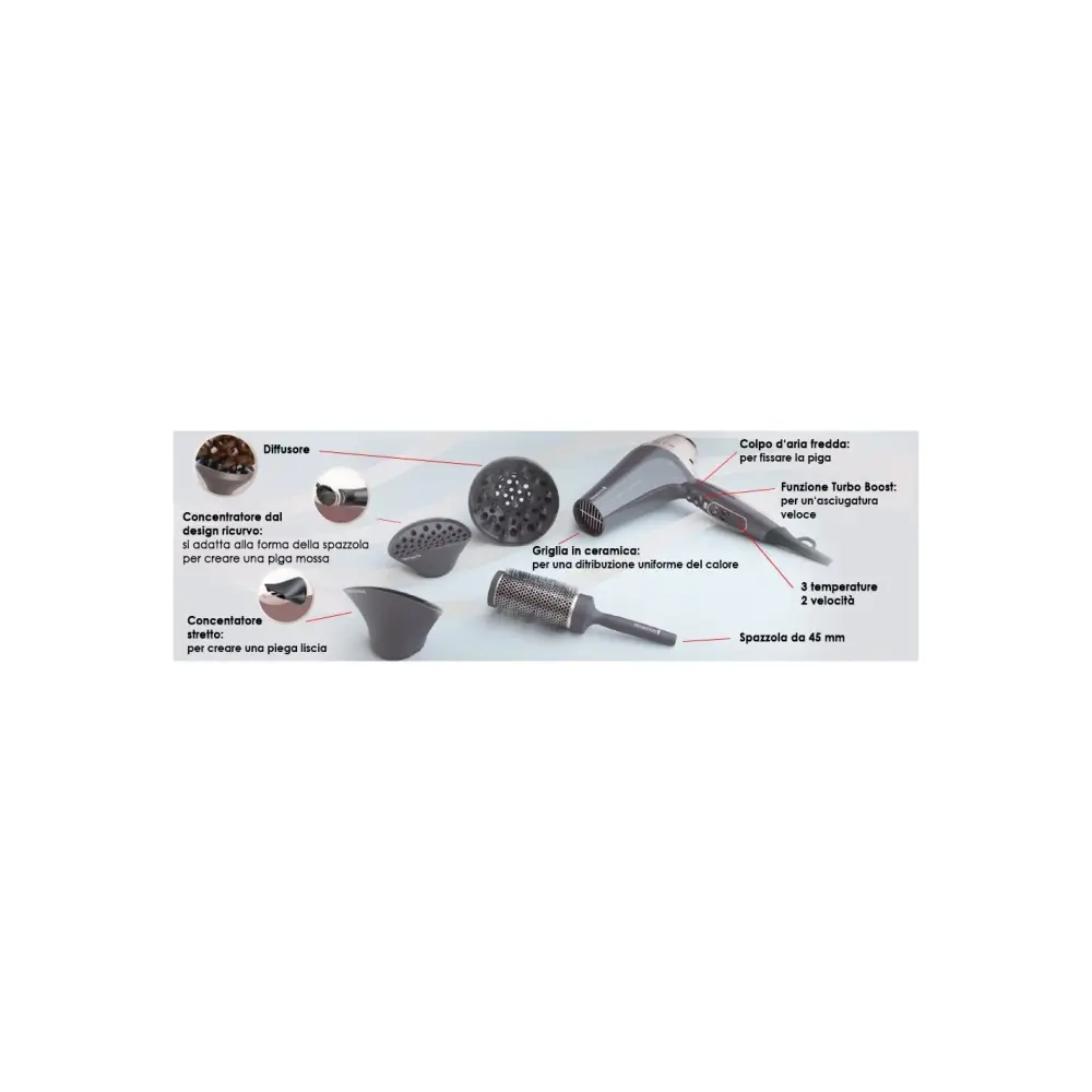 Asciugacapelli Remington D5706 Ioni con Spazzola Inclusa