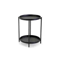 Tavolino Vacchetti in Metallo Nero 2 Piani 40x50 cm