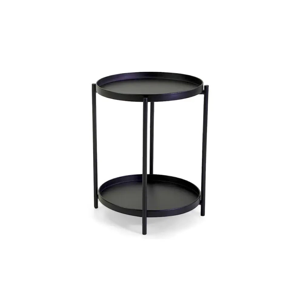 Tavolino Vacchetti in Metallo Nero 2 Piani 40x50 cm