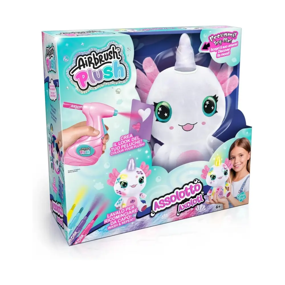 Airbrush Plush Axolotl 32 cm Peluche Interattivo