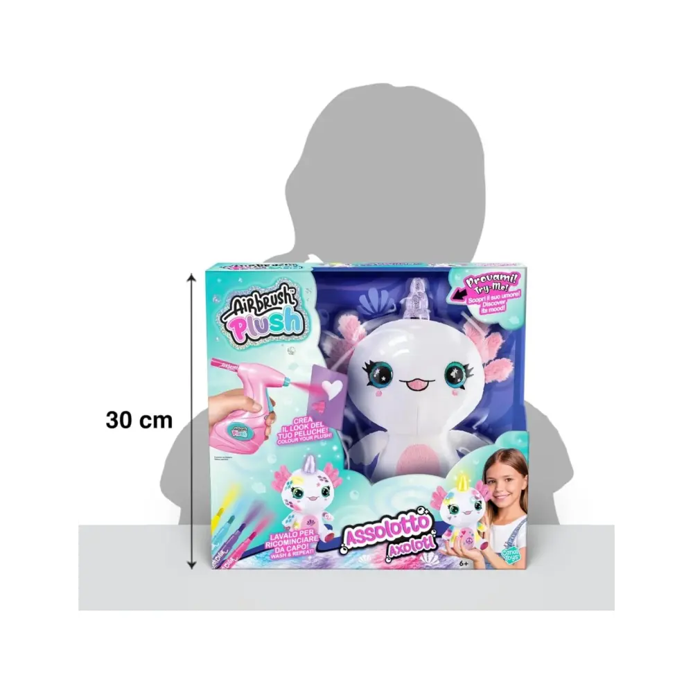 Airbrush Plush Axolotl 32 cm Peluche Interattivo
