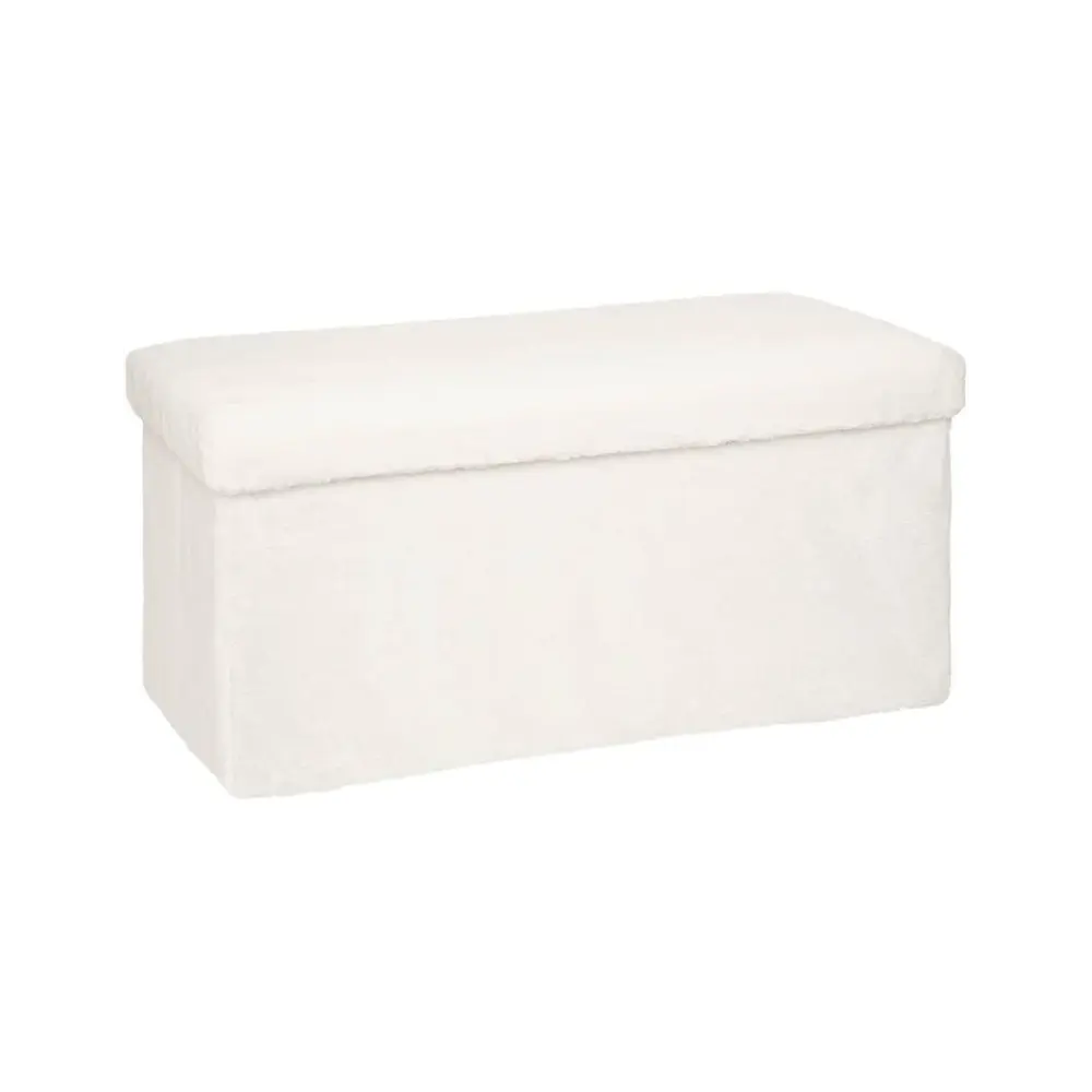 Pouf Ezzio Bianco Pieghevole Contenitore | Generoso Casalinghi
