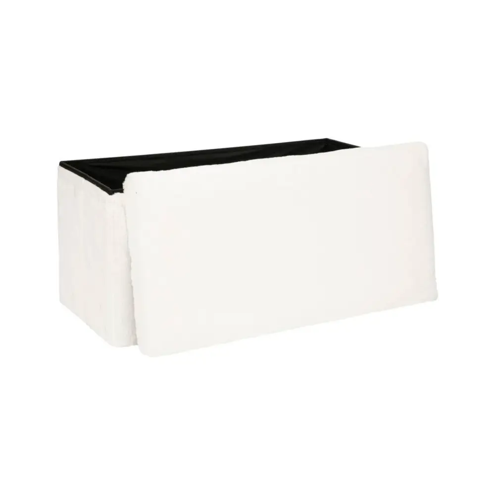 Pouf Ezzio Bianco Pieghevole Contenitore | Generoso Casalinghi