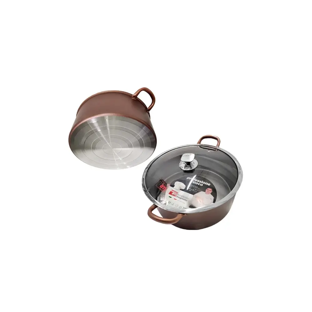 Casseruola 36 cm 2 Manici Coperchio Vetro | Generoso Casalinghi