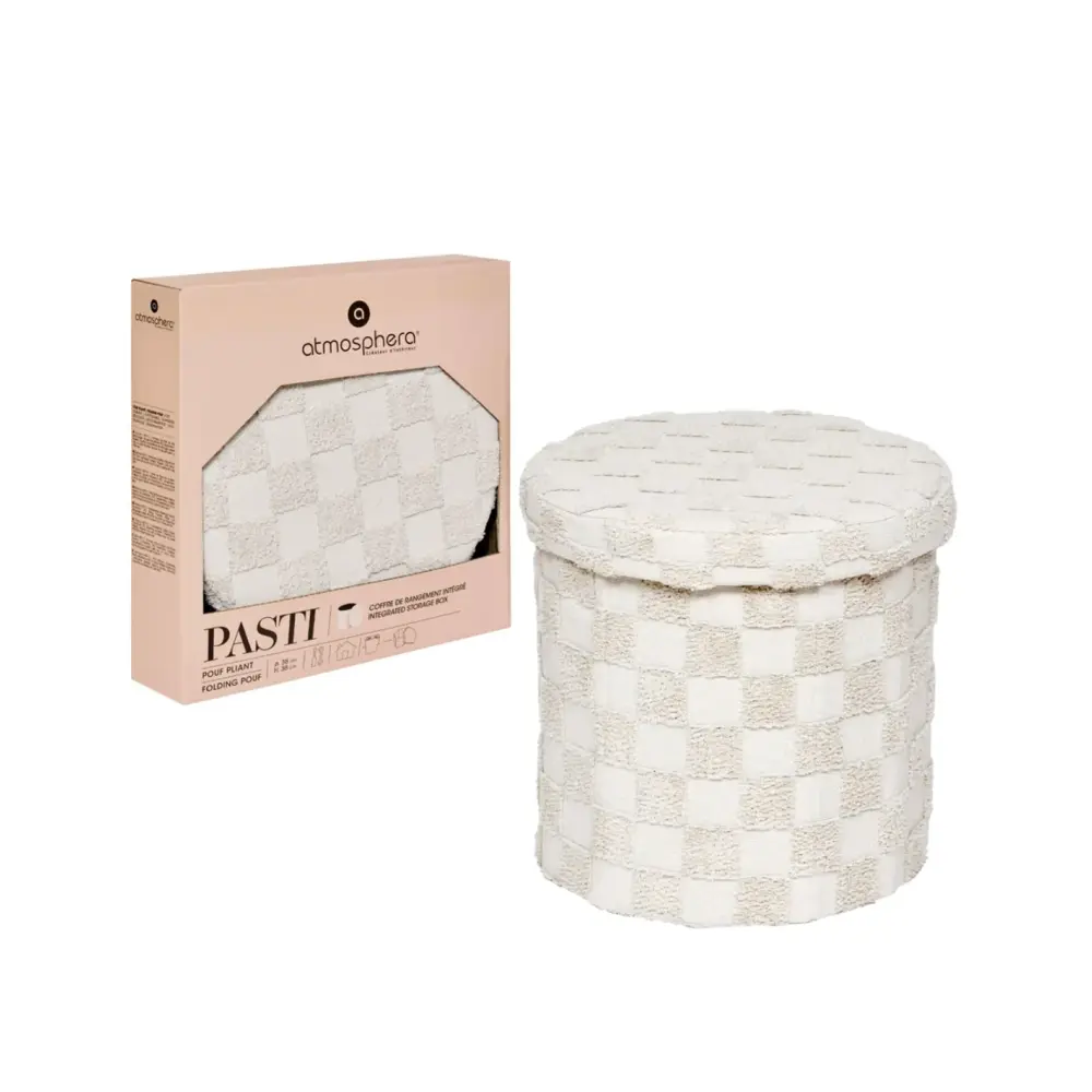 Pouf Pieghevole Rotondo 38 cm Bianco | Generoso Casalinghi