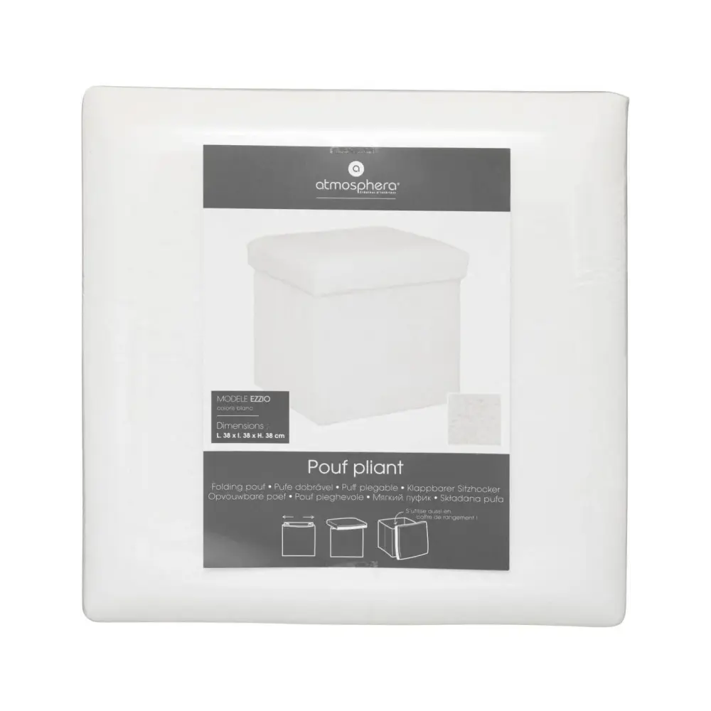 Pouf Atmosphera Ezzio Bianco Pieghevole
