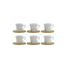 Set 6 Tazze Caffè 90 ml con Piattino Bamboo | Generoso Casalinghi